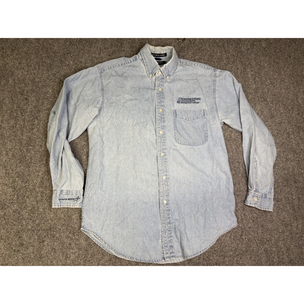 Lockheed Martin Engineering Denim Button Up Shirt Size Medium Aeronautics